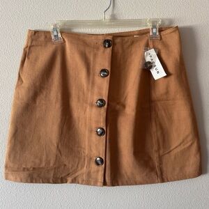 Pacsun Button Down Front Tan Skirt size L NWT